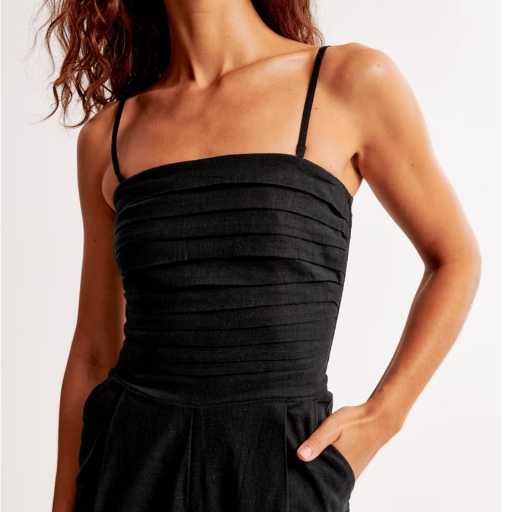 Emerson Linen-Blend Strapless Jumpsuit Abercrombie Small